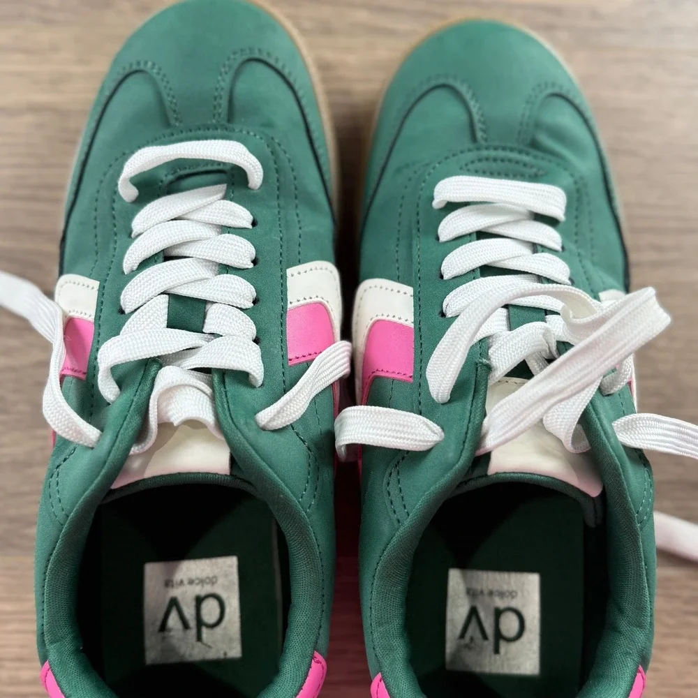 DV by Dolce Vita Sybela Retro Low Top Trainers Lifestyle Casual Green Pink 6.5
